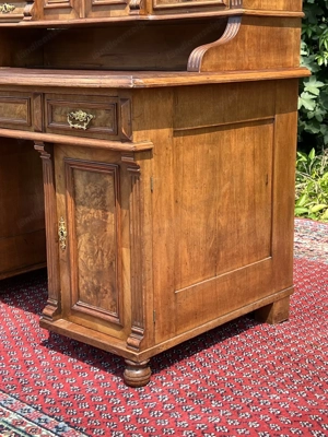 Gründerzeit Sekretär Schreibtisch mit Aufsatz Nussbaum ANTIK Bild 3