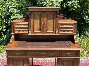 Gründerzeit Sekretär Schreibtisch mit Aufsatz Nussbaum ANTIK Bild 4