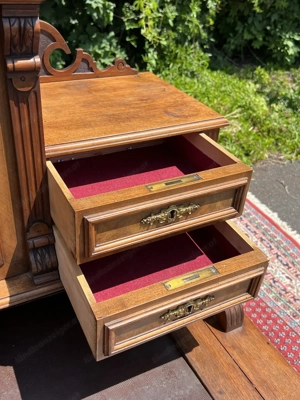 Gründerzeit Sekretär Schreibtisch mit Aufsatz Nussbaum ANTIK Bild 10