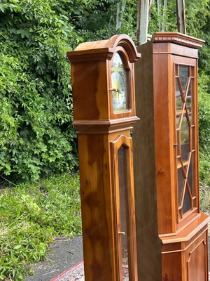 Biedermeier Standuhr Stilmöbel Uhr Barock Vitrine Eckvitrine Eibe England Bild 7