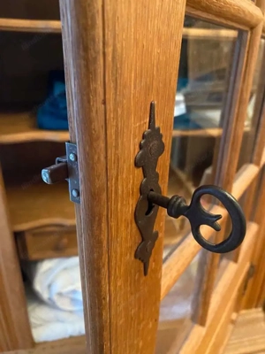 Biedermeier Vitrine Landhaus Bauernschrank Eiche Jugendstil Schrank Barock Stilmöbel Bild 9