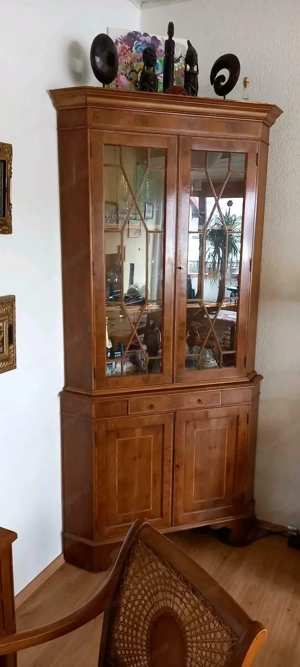 Biedermeier Vitrine Eckvitrine Eibe Englische Möbel Bild 2