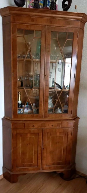 Biedermeier Vitrine Eckvitrine Eibe Englische Möbel Bild 3