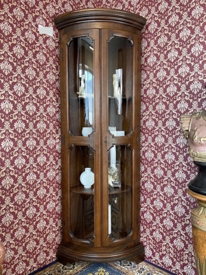 Biedermeier Eckschrank Vitrine Barock Nussbaum Louis XV