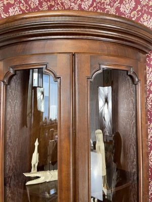 Biedermeier Eckschrank Vitrine Barock Nussbaum Louis XV Bild 2