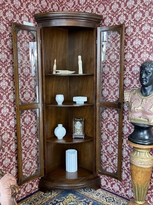 Biedermeier Eckschrank Vitrine Barock Nussbaum Louis XV Bild 5