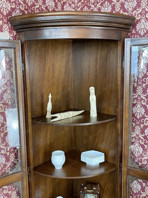 Biedermeier Eckschrank Vitrine Barock Nussbaum Louis XV Bild 6