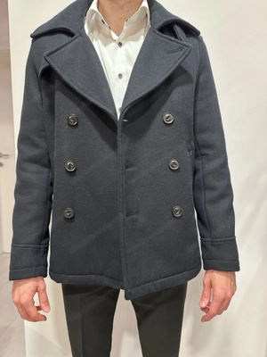 Kurzer schwarzer Wollmantel, Herren Größe S Bild 2