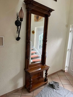 Gründerzeit Kommode Spiegel mit Konsole 1880 Nussbaum Garderobe Dielena 