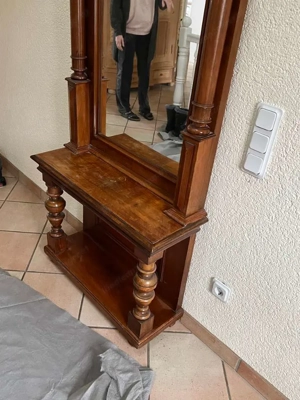 Gründerzeit Kommode Spiegel mit Konsole 1880 Nussbaum Garderobe Dielena  Bild 6