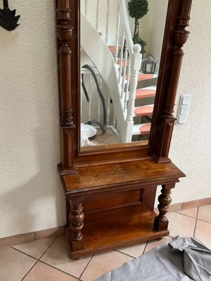 Gründerzeit Kommode Spiegel mit Konsole 1880 Nussbaum Garderobe Dielena  Bild 10