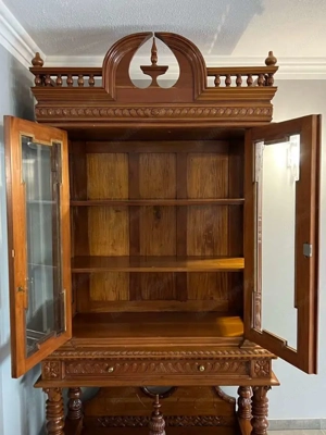 Biedermeier Vitrine Vitrinenschrank Landhaus Bauernschrank Eiche Gründerzeit Schrank Barock Louis XV Bild 6