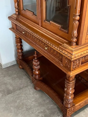 Biedermeier Vitrine Vitrinenschrank Landhaus Bauernschrank Eiche Gründerzeit Schrank Barock Louis XV Bild 5