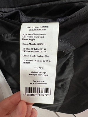 Sakko schwarz, Herren Größe 46 Bild 7