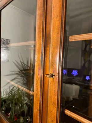 Biedermeier Vitrine Vitrinenschrank SELVA Buffet Landhaus Bauernschrank Nussbaum Gründerzeit Schrank Bild 2
