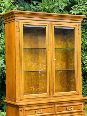 Biedermeier Vitrine Bücherschrank Barock Anrichte Buffet Kirschbaum Jugendstil Wohnzimmerschrank  Bild 2