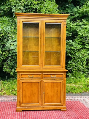 Biedermeier Vitrine Bücherschrank Barock Anrichte Buffet Kirschbaum Jugendstil Wohnzimmerschrank  Bild 4