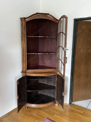 Biedermeier Vitrine Barock Schrank Eckvitrine Nussbaum Massiv Bauernschrank Landhaus Möbel Empire  Bild 5