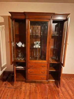 Vitrine Biedermeier Selva Landhaus Barock Geschirrschrank Nussbaum Schrank Buffet Vitrinenschranl Lo Bild 2