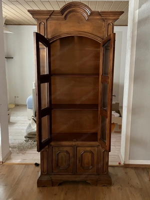 Biedermeier Vitrine  Nussbaum Barock Schrank Massiv Landhaus Möbel Empire  Bild 5