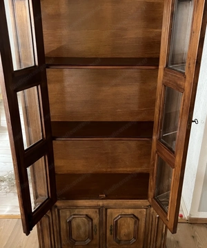 Biedermeier Vitrine  Nussbaum Barock Schrank Massiv Landhaus Möbel Empire  Bild 6