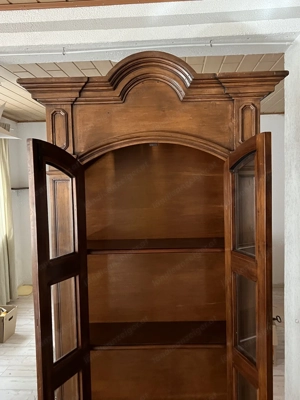 Biedermeier Vitrine  Nussbaum Barock Schrank Massiv Landhaus Möbel Empire  Bild 7