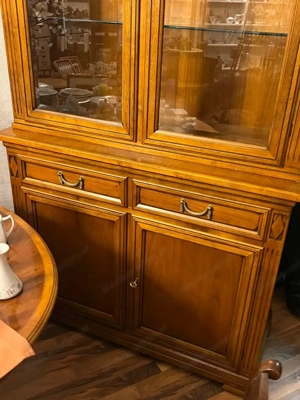 Biedermeier Vitrine Selva Italienische Möbel Landhaus Barock Geschirrschrank Nussbaum Schrank Louis  Bild 2