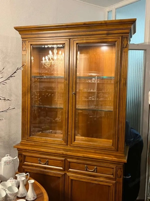 Biedermeier Vitrine Selva Italienische Möbel Landhaus Barock Geschirrschrank Nussbaum Schrank Louis  Bild 7