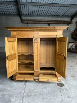 Barock Schrank Kleiderschrank Eiche Massiv Biedermeier Bauernschrank Landhaus Möbel Kasten Neupreis  Bild 10