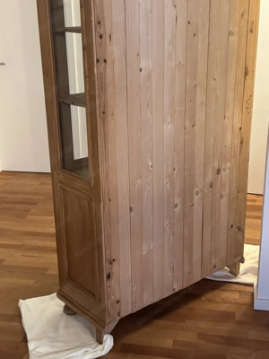 Antike Vitrine Weichholz Schrank Landhaus Bauernmöbel Bild 8