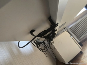 Schreibtisch   Bürotisch 200x80 Höhenverstellbar mit Kabelwanne& pc halterung Bild 2