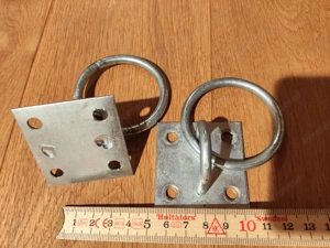 Galvanisierte Augplatte mit Ring, Wandanker, Fahrrad abschließen Bild 2