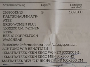 Kaltschaum-Matratze 160x200cm Bild 3