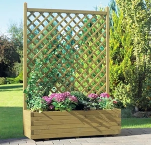 Blumentopf mit Spalier