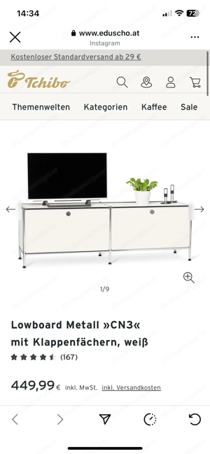 Lowboard Metall mit Klappfächern