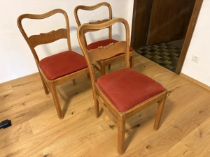 3 antike Stühle, rote Polsterung Bild 3