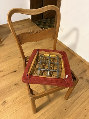 3 antike Stühle, rote Polsterung Bild 2