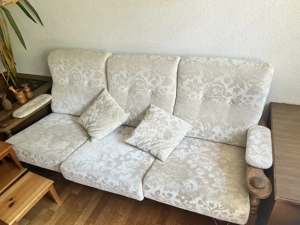 Wohnzimmergarnitur weiße Polsterung, 3er-Sofa und 2 passende Couchsessel