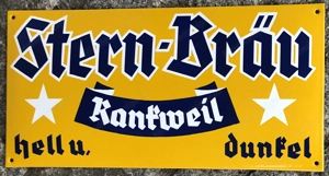 massives Emailschild Bier Brauerei Stern Bräu Rankweil gewölbt 50 cm Bild 3