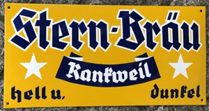 massives Emailschild Bier Brauerei Stern Bräu Rankweil gewölbt 50 cm