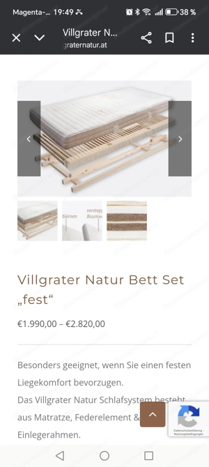 Vilgratner Naturbett Matratze + Lattenrost