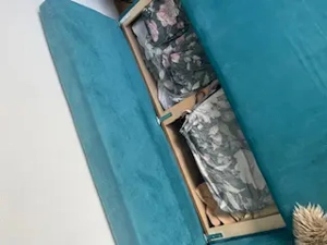 Gemütliche Couch in L-Form mit Stauraum & Schlaffunktion   türkis-blau    Bild 3