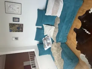 Gemütliche Couch in L-Form mit Stauraum & Schlaffunktion   türkis-blau    Bild 2