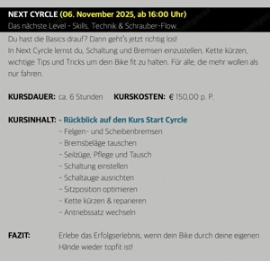 Schrauberkurs: NEXT CYRCLE (03. Dezember 2025, ab 16:00 Uhr)