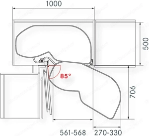 Kesseböhmer LeMans II Eckschrank-Schwenkauszug, Beschlag - 600 mm Rechts, NP 392. - Bild 4