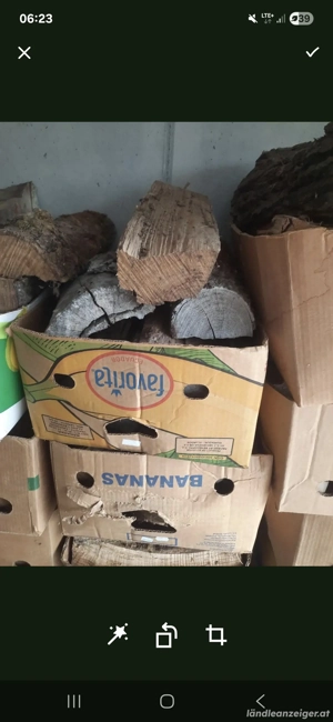 Brennholz hart in Bananenschachteln