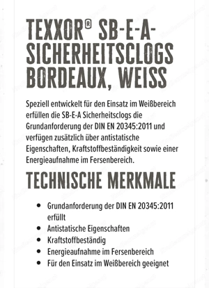 Arbeitsschuhe Texxor, mit Stahlkappe, weiß Gr. 41, Sicherheitsclogs, Bild 3