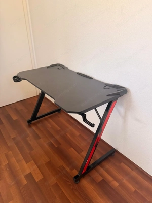 Gaming-Schreibtisch 110x60x75 cm mit Kopfhörer- & Getränkehalter Bild 2