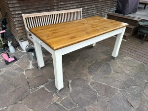 Massiver Holztisch mit Lade   ideal für Küche, Terrasse oder Werkstatt!
