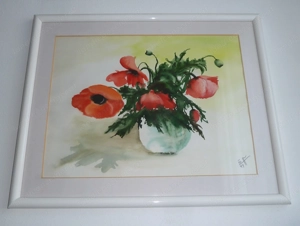 Bild "Mohnblumen" Aquarell signiert gerahmt (1994) Bild 2